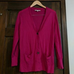 Loft v neck boyfriend cardigan magenta/pink large